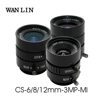 3.0 Megapixel CS Mount 3MP 6/8/12mm Manual Iris Objektív pre HD CCTV Kamerové F1.2 1/2