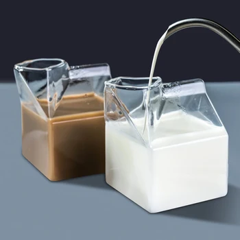 300 ML Pohár Mlieka Fľašu S Slamy Transparentné Mini Square Mlieko Obal Fľaša na Vodu Raňajky Káva, Mlieko, Džús Studený Nápoj Poháre