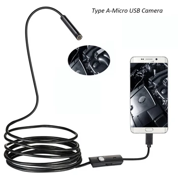 5,5 mm Objektív 1 M/2 M Mäkký Drôt Android USB Endoskop Fotoaparát USB Potrubia Kontrola Endoskopu OTG USB Borescope Kamery, Mini Kamery