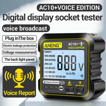 AC10+ 90~250V Zásuvky Tester Plug Napätie Detektora Hlasového Vysielania Nulovú Líniu Plug Polarita Fáze Skontrolujte Fázy Detecter NÁS EÚ Plug