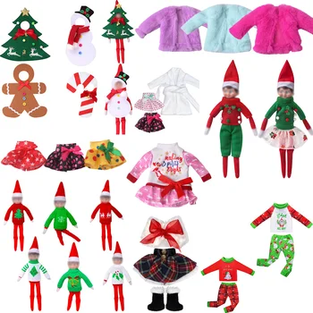 Christmas Elf Šaty Nastaviť Sveter Plyšové Cape Kabát Sukne Hračka Detí, Príslušenstvo Vianočný Darček (Bez Bábiky)M2