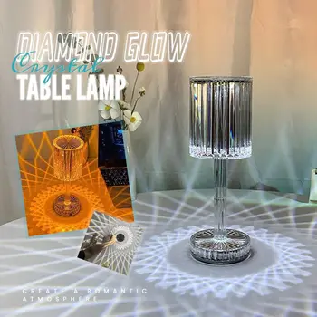 Diamond Stolové Svietidlo Crystal Dotykové Ovládanie Farby Svetla Romantický Bar Atmosféra Lampy, Akryl USB Nabíjateľné Nočné Svetlo