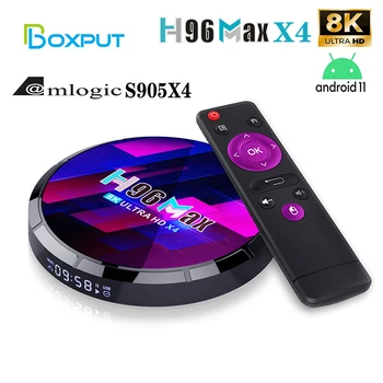 H96 MAX X4 Amlogic S905X4 Smart TV Box Android 11 4G/64 G Quad Core 8K AV1 HDR+ Dual Wifi, BT 4.0 Multimediálny Prehrávač TV Set-Top-Box