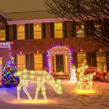 Iron Art Elk Jeleň Vianočné Záhradná Dekorácia S LED Svetlo Žiariace Lesk Sobov Vianoce Domov Vonkajšie Dvore Ozdoba Interiéru