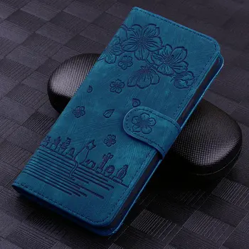 Pre Xiao 12S Pro Luxusné Kožené 3D Emboss Mačka Kvetinový Magnetické Knižné pre Xiao 12X 12 X Flip Peňaženky Prípade Mi 12 Pro Funda