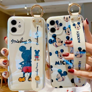 Roztomilý Kreslený Disney Mickey Mouse Ochranné Puzdro Pre Iphone11 12 13 Pro Max Mni 7 8 Plus Se X Xs Xr Estetické Prípade Náramok Y2k