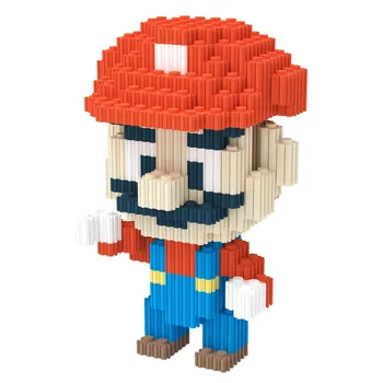 Super Mario Bros Luigi Yoshi Ropucha 624-800pcs DIY Malé Stavebné kamene, Tehly Obrázok Domov, Voľný čas Hračka pre Deti Strany Vianočné Darčeky