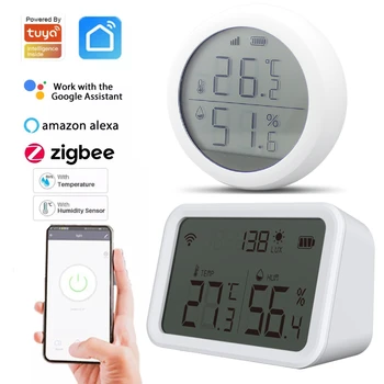 Tuya Smart Home Zigbee Snímač Teploty LCD Displej Vlhkosť Senzor Vnútorný Vlhkomer Teplomer pre Alexa Google Inteligentný Život