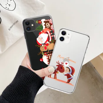 Vianočné Santa Claus snehové Vločky Elk Telefón puzdro Pre iPhone 11 14 12 13 Pro Max X XS Max 7 8 Plus protiprachová Mobilný Telefón Shell