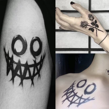 Black Ghost Tetovanie Nálepky Nepremokavé Trvalé Módne Blok Klaun Dočasné Body Art Rameno, Pás Prst Muži Ženy Falošné Tetovanie 3