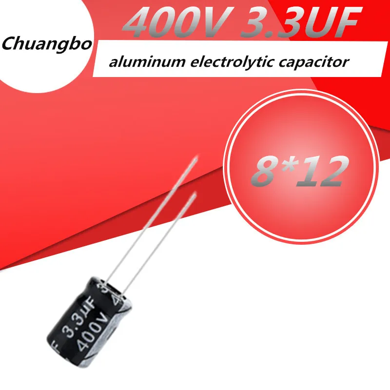 30PCS Higt kvality 400V3.3UF 8*12mm 400V 3.3 UF 8*12 hliníkový elektrolytický kondenzátor 3300NF 20%