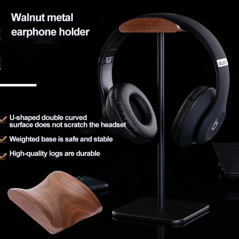 Čierny Orech/Buk & Hliníka pre Slúchadlá, Stand Prírodného Dreva Headset Držiak pre AirPods Max/Beats/Bose/Sennheiser/Sony/AKG