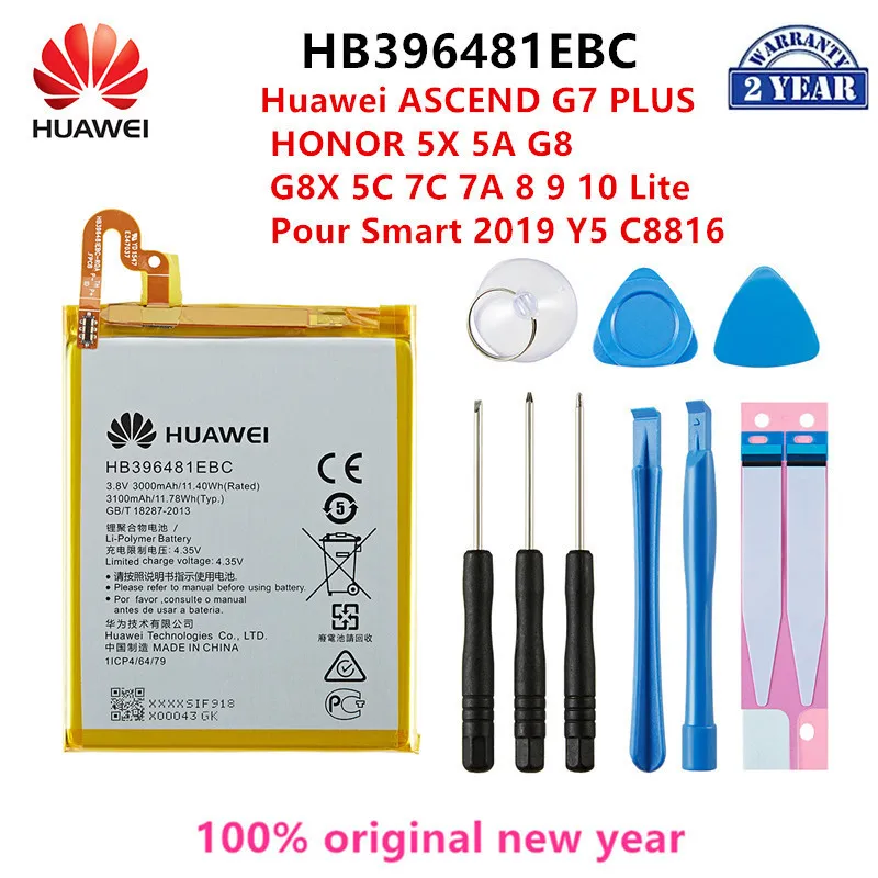 100% Pôvodnej HB396481EBC Batériu Pre Huawei ASCEND G7 a ČESŤ 5X 5A G8 G8X 5C 7C 7A 8 9 10 Lite Para Smart 2019 Y5 +Nástroje