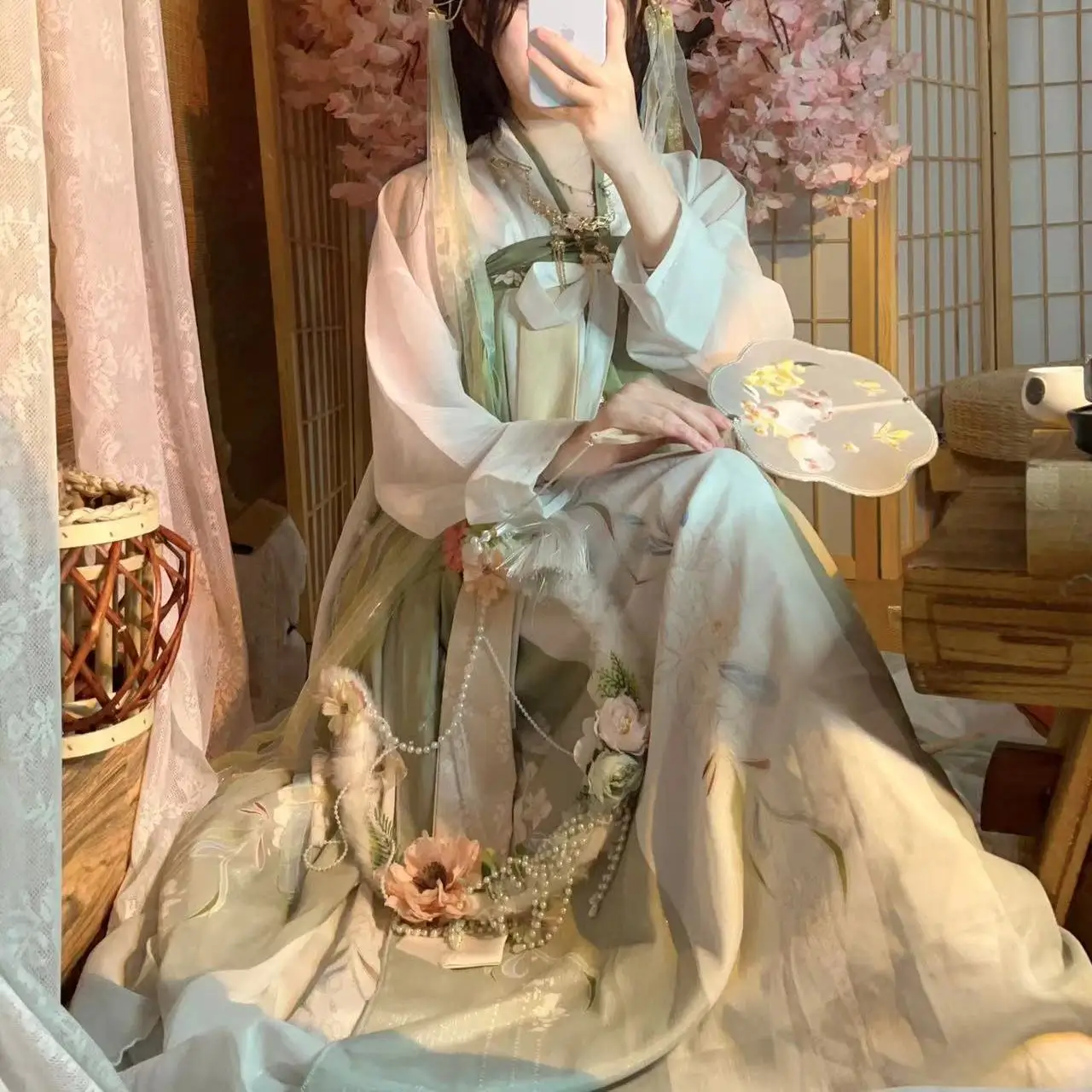 Kvet Banxia Hanfu Ženy [Xi Jin] Tang-vyrobené na Hrudi, dĺžka Sukne Kapusta Vytlačiť Denné Jarné a Letné Oblečenie pre Ženy Fáze
