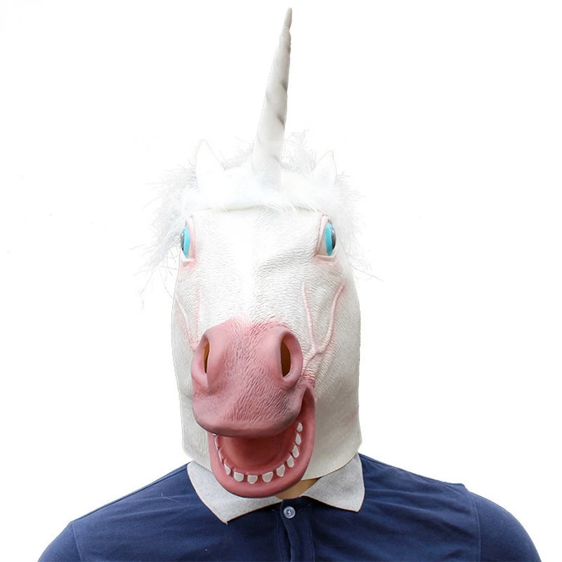 Unicorn Kôň Maska Strašidelný Halloween Party Deluxe Novinka Cosplay Kostým Party Prop Latexu Strašidelný Plnú Hlavu Masku Na Tvár