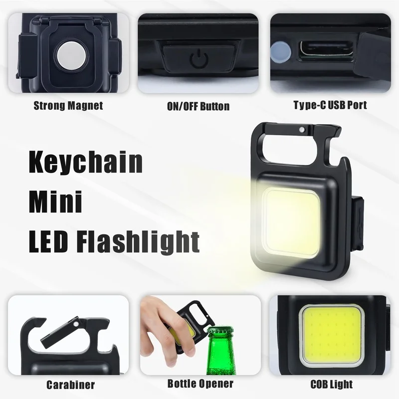 Mutifuction Mini LED Keychain Ľahké Prenosné USB Nabíjateľná Baterka So Vývrtka Svietidlo Vonkajšie Rybárske potreby na Kempovanie Svetlo 1