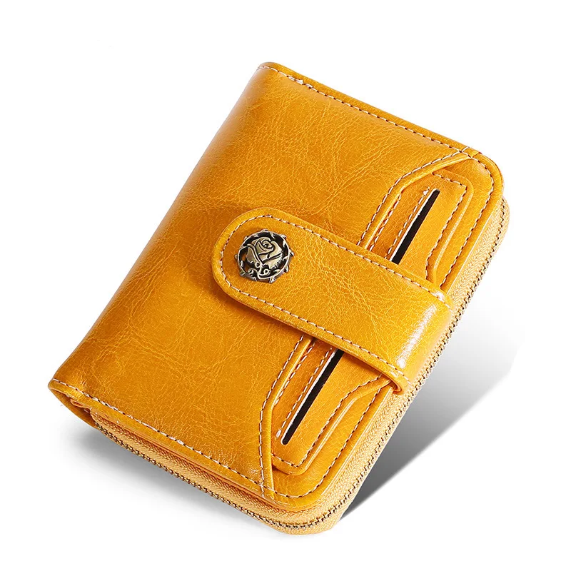 Originálne Kožené Peňaženky Ženy Ženy Peňaženky Žltá RFID Krátky Zips Mince Kabelku Držiteľov Karty Ženy Ružovú Kabelku Malé Peňaženky Modrá