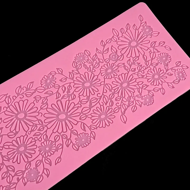 minsunbak Novo vyvinutý Silikónové čipky plesne Fondant Cake Zdobenie Nástroje Svadobný Kvet Razba Plesne