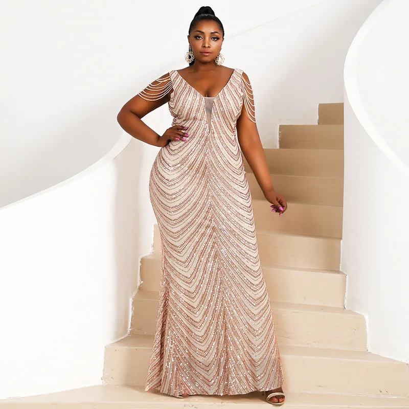 Elegantné Afriky Sequin Večerné Šaty Pre Ženy Danshiki Ankara Svadobné Party Šaty Plus Veľkosť Oblečenie Africaine Femme Lady Oblečenie