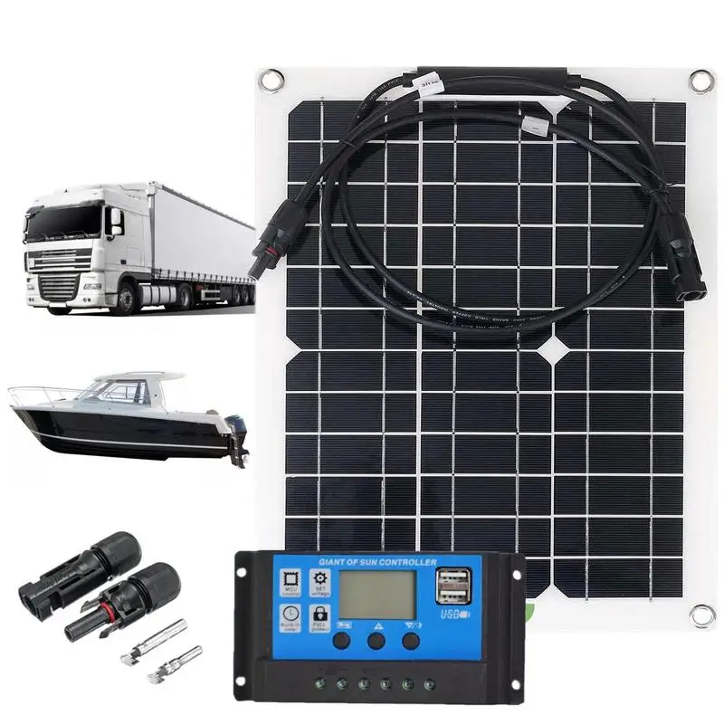 Solárny Panel Starter Kit 300W Flexibilné Monokryštalické Solárny Panel Solárny Panel Auta S 40A PWMs Regulátor Nabíjania Pre RV Lode