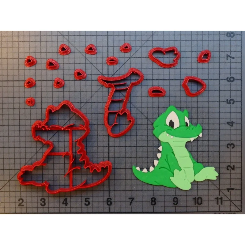 Roztomilé Dieťa Krokodíla a Alligator Fondant Zdobené Cookie Cutter 3D Vytlačené potravinársky Plastové 0