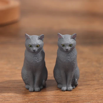 1 Ks Mini Grey Cat Figúrka Socha Domček Pre Bábiky Miniatúrne Pet Mačka Domova Hračka Bábika Domáce Dekorácie Príslušenstvo 0