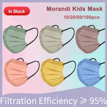 10-200Pcs Deti Jednorázové Masky Morandi 4 vrstvy bezpečnosť Dieťaťa maska na ochranu mascarillas niños Non-tkané Deti Úst Masky 0