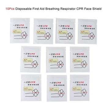 10Pcs Jednorazové Prvej Pomoci Dýchanie Respirátor CPR Štít na Tvár Umelé Dýchanie Maskou Núdzové odbornej Prípravy Záchranných Nástrojov