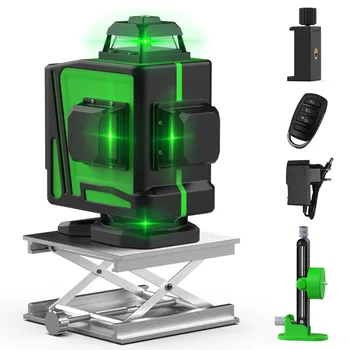 16Lines 4D Zelený Laser Úroveň Self-Vyrovnanie Bezdrôtové Diaľkové 360 Horizontálne a Vertikálne Kríž Linky