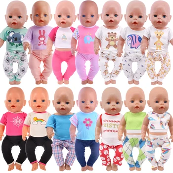2 Ks/Set Cute Pyžamo Bábika Príslušenstvo Šaty, Šaty Pre 18-Palcové Dievča Bábiku & 43 cm New Born Baby Doll,Naša Generácia,darčeky 0