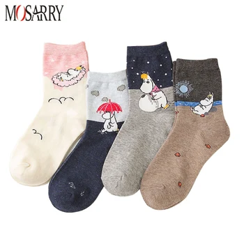 3 Páry/Set Japonský Štýl Bavlna Žena Ponožky Roztomilý Zvierat Cartoon Hipo Vytlačené Kawaii Harajuku Zábavné Módne Ženy Ponožky