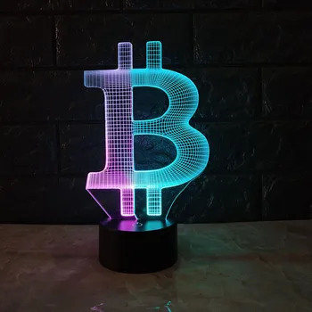 3D Led Lampa Bitcoin Prihlásiť Modelovanie Nočné Osvetlenie Dvojité Farba Usb Mince stolná Lampa, Baby, Spálňa, Spať, Osvetlenie, Zariadenie Interiéru Dary
