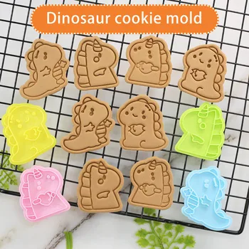 3D Roztomilý Dinosaurus Jednorožec Cookie Cutter Cartoon Fondant Biscuit Formy Animal Cookie Embosser DIY Stlačte Piecť Tortu Zdobenie Nástroj