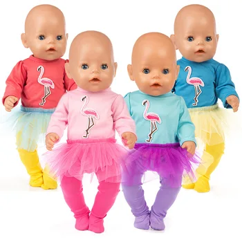 4 Farebné Vybrať 1,Flamingo Šaty S Legíny, Šaty, Oblek Fit 43 CM Reborn Narodil Baby Doll Oblečenie Príslušenstvo Dievča HOBBY Hračky