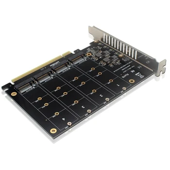 4 Port Nvme Do PCIE Karty Adaptéra M. 2 NVME Do Pcie X16 Adaptér 4X32gbps M Kľúč Pevný Disk Converter Reader Rozširujúca Karta 0