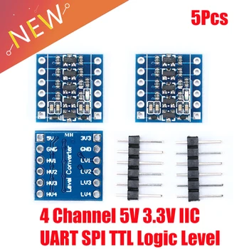 5 ks 2 4 Kanál 5V 3,3 V IIC UART SPI TTL Logiky Úrovne Converter úrovni konverzný modul pre Raspberry Pi 4 kanál