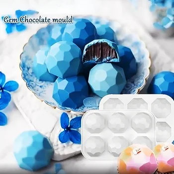 6 dutiny 3D Gemstone Dizajn, Čokoláda, Silikónové Formy DIY Diamond Mousse Formy Ručne vyrábané Mydlo Sviečka Plesne Cake Zdobenie Nástroje 0