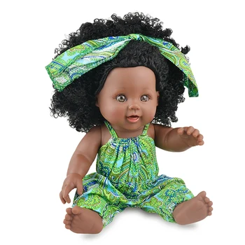Afrika Dieťa Bábiky 30 CM S Roztomilý Módne pokrývku hlavy Živé Oblečenie Baby Reborn Darček Black Bábiky Čierne Vlnité Vlasy Bábiky Kučery Bábiky