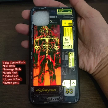 Anime Estetické LED Flash Svetelná Telefón puzdro pre iPhone 13 12 11 Pro Max X Xs Xr 8 7 Plus SE 2020 Sklo Zadný Kryt Coque 0