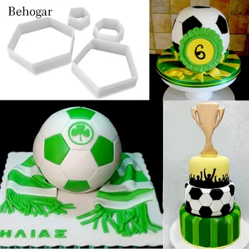 Behogar 4pcs Futbal, Kandizovaný Cukor Pasta Formy Čokoláda Fréza pre DIY Domáce Pečenie Palacinka Plavidlá Fondant Cake Zdobenie Nástroje