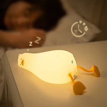 Cartoon Kačica LED Nočné Svetlo Dotykový Snímač Silikónové Lampa na Úrovni 3 Nastaviteľné Nabíjateľná Nočné Svetlo Maznanie Lampa