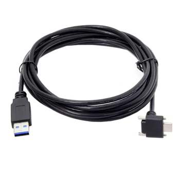 CY Typ-C, USB 3.1 Nadol Až Uhle 90 Stupňov, Duálne Skrutku Zamykanie na Štandardné USB3.0 Dátový Kábel pre Kamery 120 cm 300 cm 500 cm Čierna