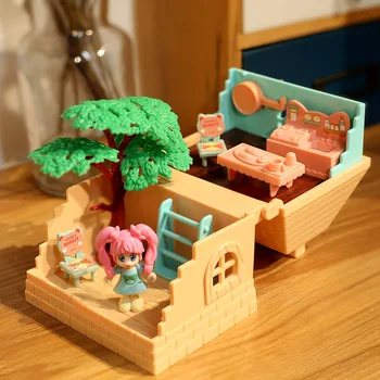 Domček pre bábiky Miniatúrne Nábytok DIY Doll House S Mini Bábika Zelený Strom Lesa Villa Domov Pre Dievča Vianočný Darček ChildernToys