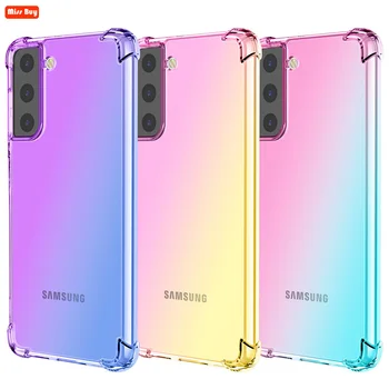 Dvojité Farba Gradient obal pre Samsung Galaxy S23 Plus S21 S22 Ultra S20 A12 A32 A02 A52 A72 5G M32 A03S A22 M42 Silikónový Kryt 0