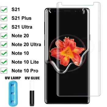 Full Screen Protector Pre Galaxy Note 8 9 10 20 UV Tvrdeného Skla Pre Samsung Galaxy S21 S20 Plus Ultra S10 S9 S8 Plus S7 Okraj 0