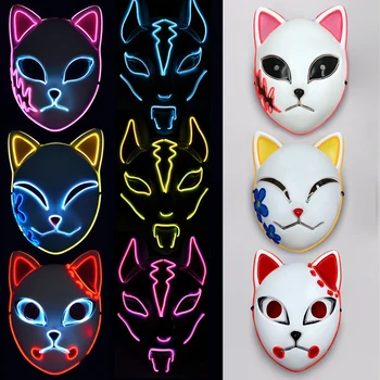 Halloween Démon Vrah LED Svetlo Maska Anime Fox Kostra Cosplay Rave Party Dekor Masku, Hračky pre Deti, Dospelých Halloween Dary