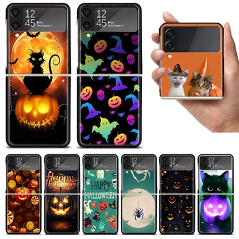 Halloween radi Dovolenku Mačka tekvica Zflip4 Telefón puzdro Pre Samsung Z Flip3 5G z flip 3 5G zFlip Kryt Mobil Shell Caso Mobile