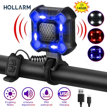 Hollarm Požičovňa Horn Alarm Svetlomety IPX6 Nepremokavé USB Nabíjanie Noc na Koni Silné Svetlo na Bicykel 140dB Bezpečnostný Alarm Bike Bell