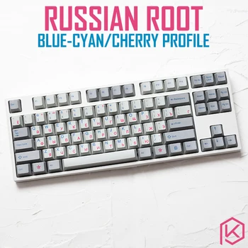 kprepublic 139 ruskej root Rusko písmo, jazyk, modrá azúrová Cherry profil Farbivo Sub Keycap PBT pre gh60 xd60 xd84 tada68 87 104