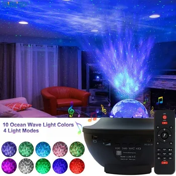 Laser Hviezdne Nebo Projekčnej Lampy, Atmosféra Lampa, Bluetooth Hudby, USB, Všetky Hviezd, Ohňa, Vody, Textúry, Môže Byť 10 Farba Conver
